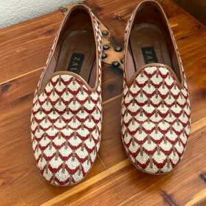 Vintage Zalo smoking slippers loafer - needle point fabric